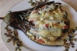 Запеченные баклажаны с овощами и моцарелой